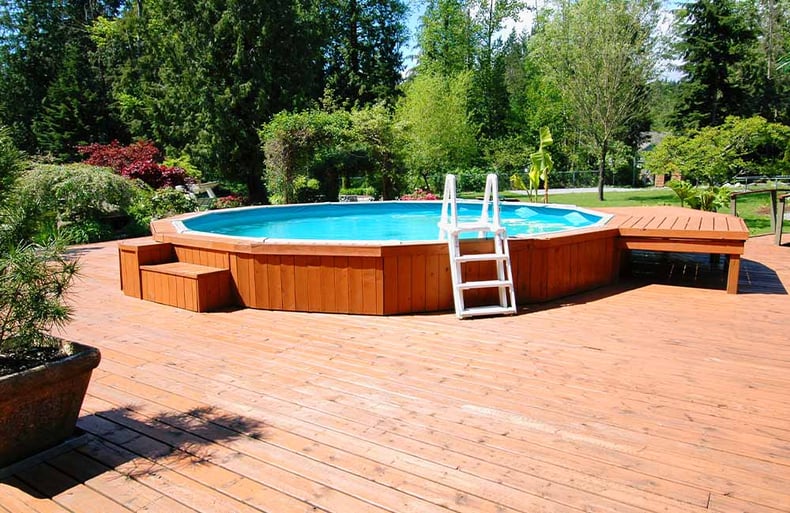 Above Ground Pool With Wooden Deck-1