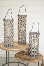 Outdoor Willow Lanterns with Glass 