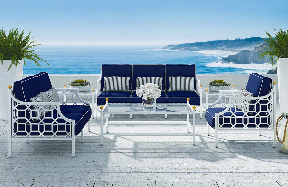 Blue and White Patio Furniture