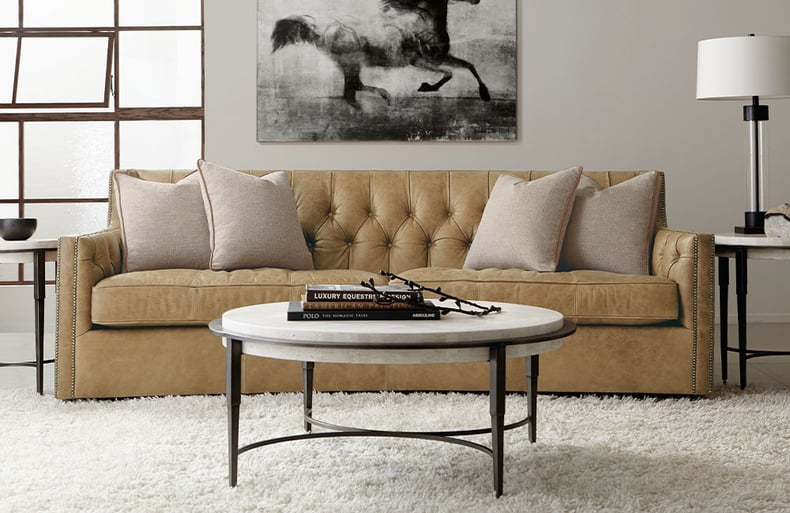 Brown Leather Tufted Sofa