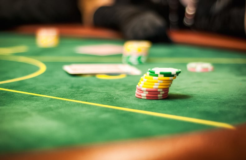 Cards and Chips on Poker Table