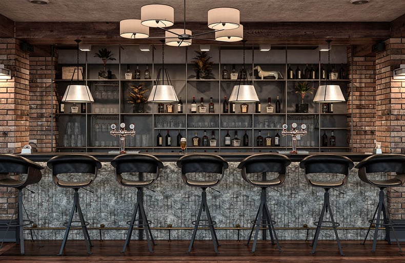 Home Bar with Barstools