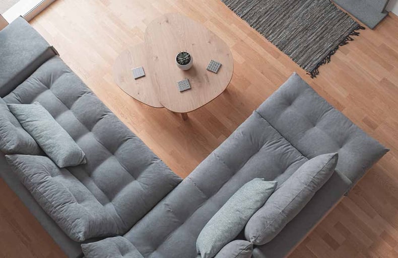 Indoor Sofa Sectional Grey Tufted