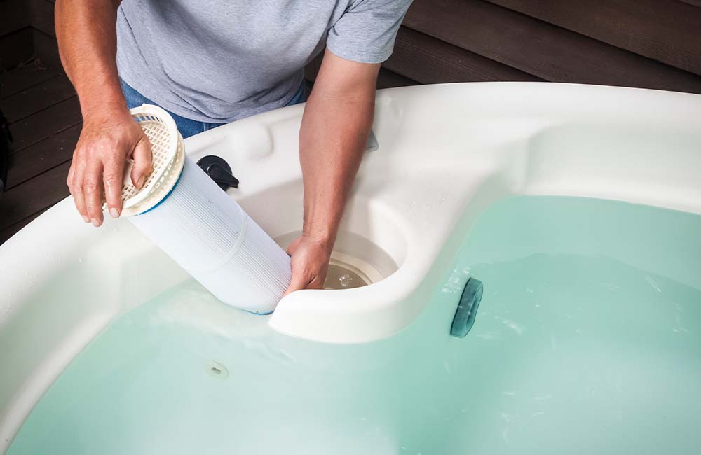 Inserting Clean Hot Tub Filter
