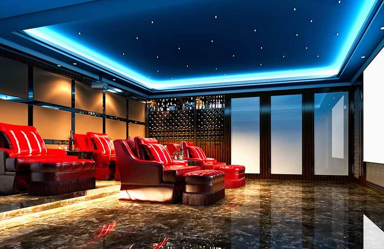 Red Leather Home Theater Seating