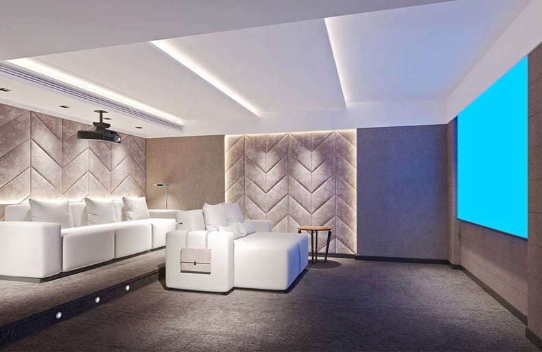 White Modern Home Theater Room